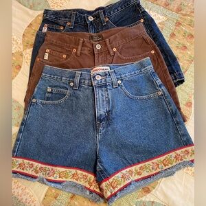 2 pair Guess denim shorts, 1 pair London jean shorts w/ cute trim. EUC